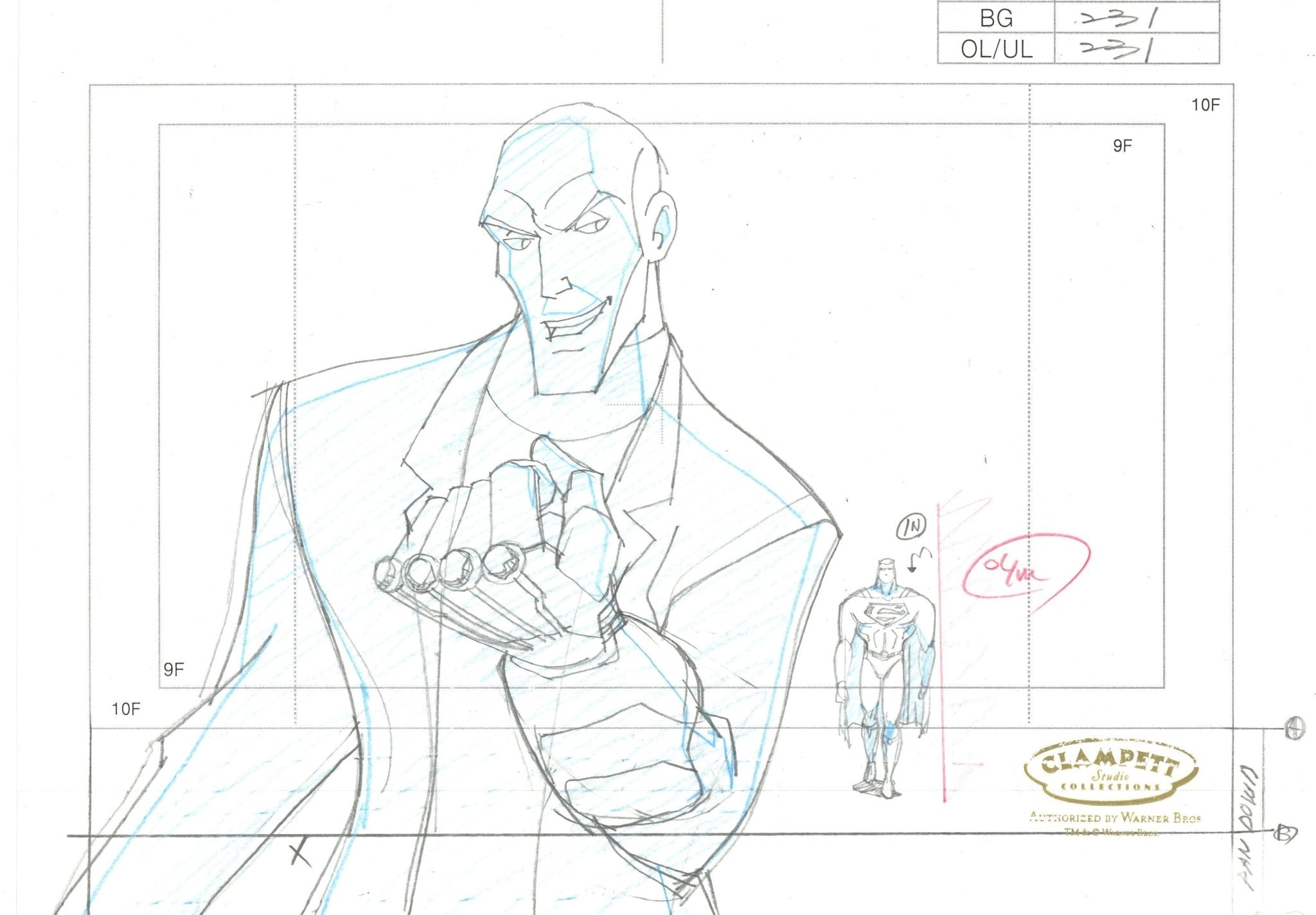 Drawing Lex Animation Superman Doomsday Original Production Drawing: Lex Luthor, Superman ...