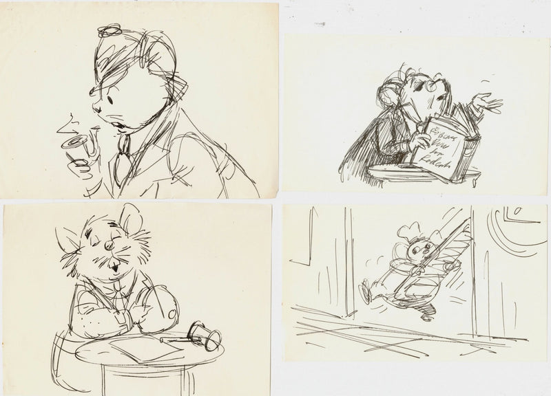 The Rescuers Storyboard Drawings (Set of 4): Mr. Chairman, Bernard ...