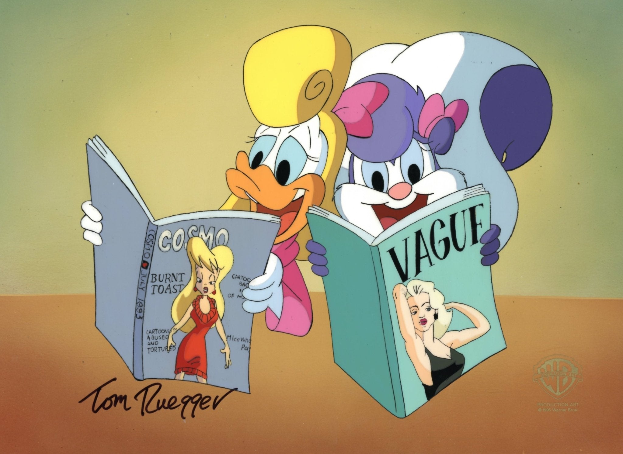 Tom Ruegger Characters Tiny Toon Adventures Original Production Cel Signed by Tom Ruegger: Fi ...