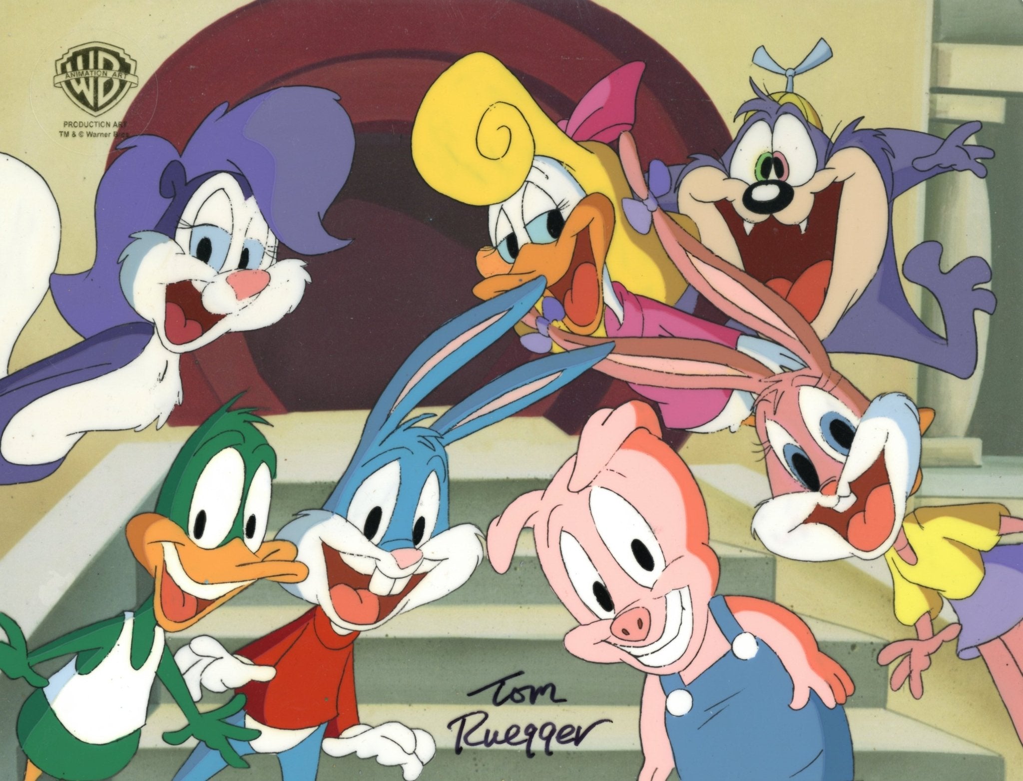 Tom Ruegger Characters Tiny Toon Adventures Original Production Cel Signed by Tom Ruegger: Ti ...
