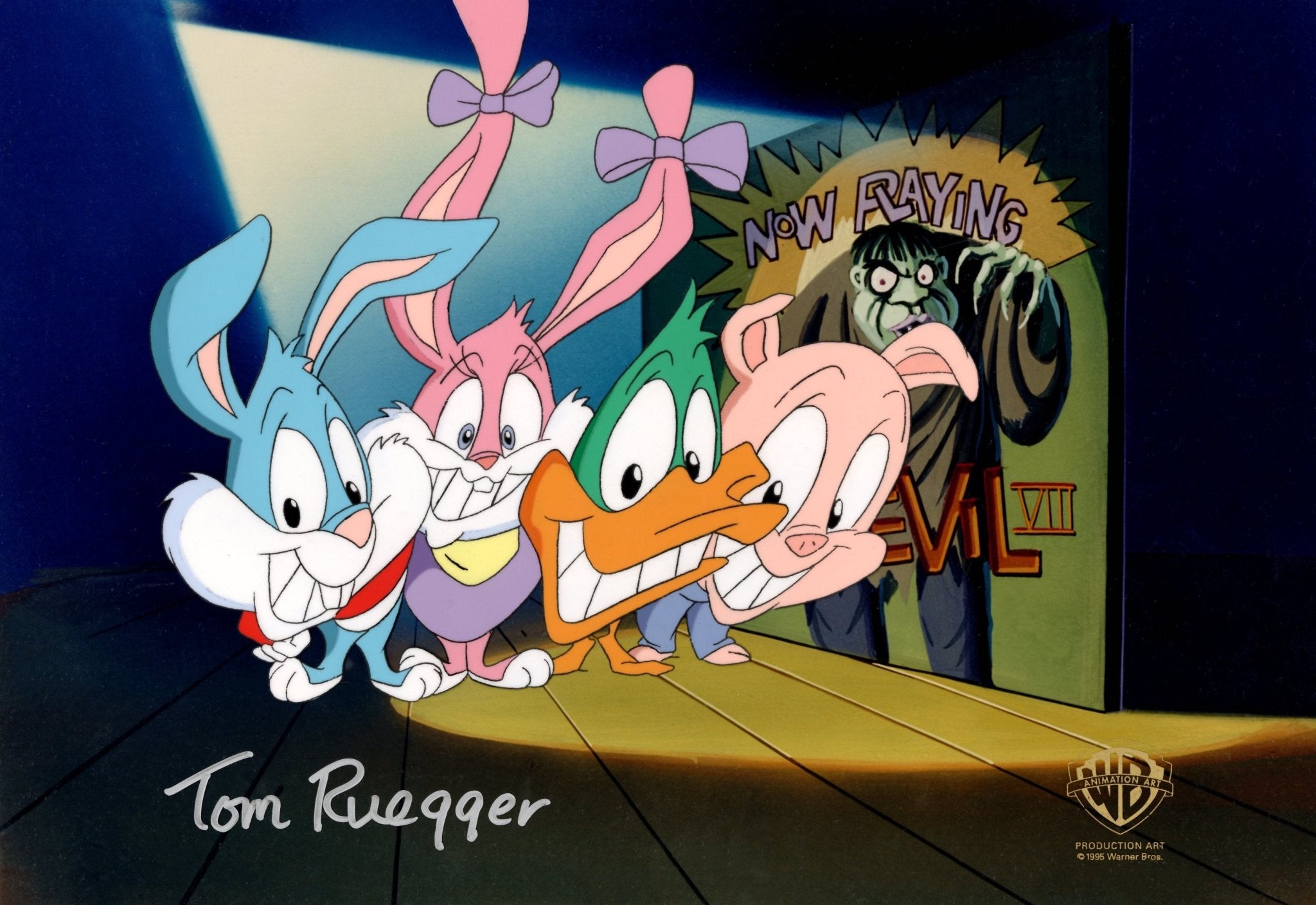 Tom Ruegger Family Tiny Toons Adventures Original Production Cel Signed by Tom Ruegger: B ...