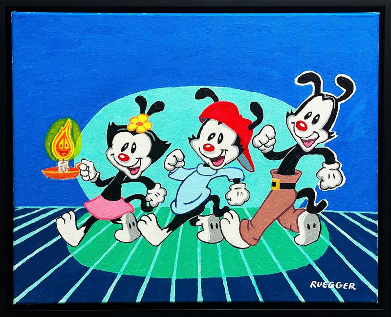 Tom Ruegger Family Tom Ruegger Original Acrylic Painting on Canvas: Yakko, Wakko, and Dot ...