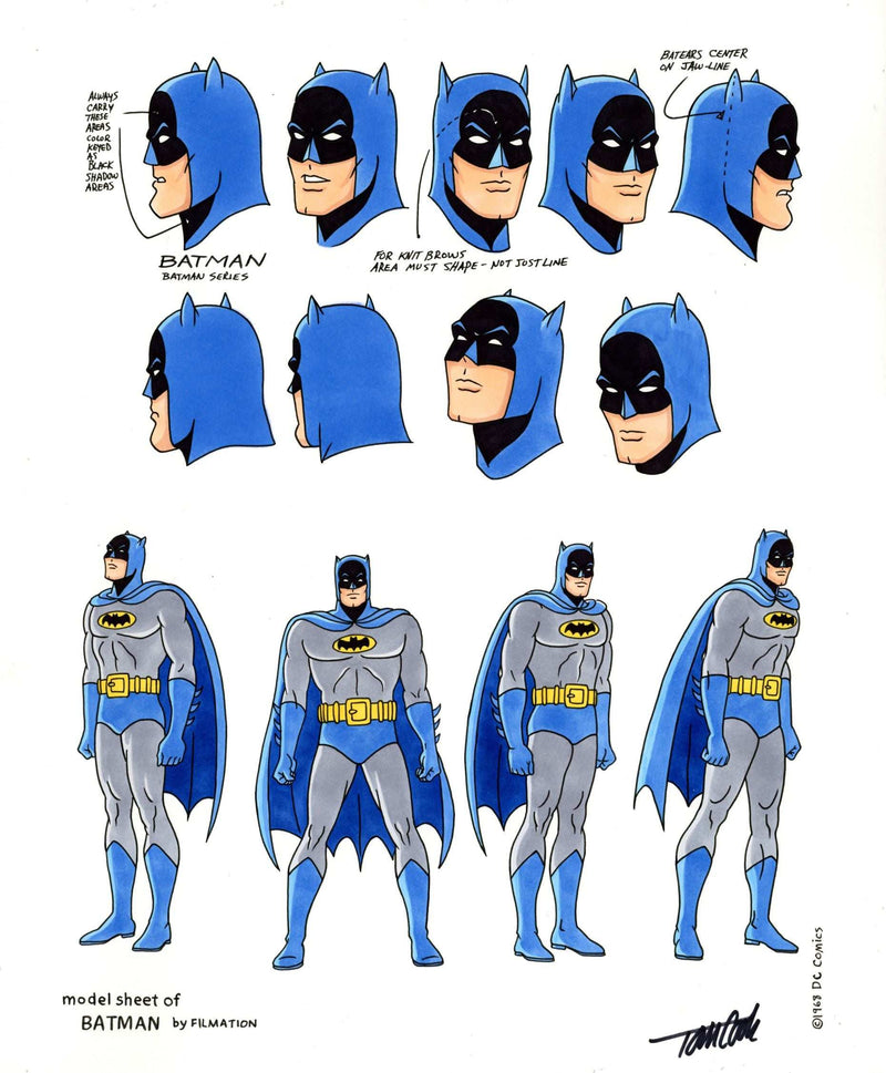 Original Pen and Ink Model Sheet Signed by Tom Cook: Batman – Choice Fine  Art