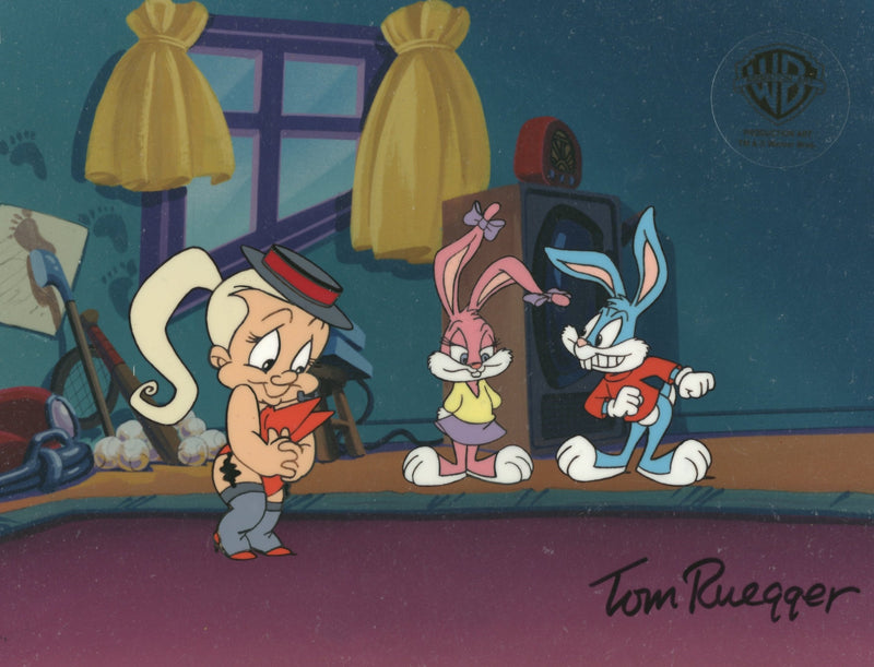 Tom Ruegger Productions Tiny Toon Adventures Original Production Cel Signed by Tom Ruegger: Fu ...