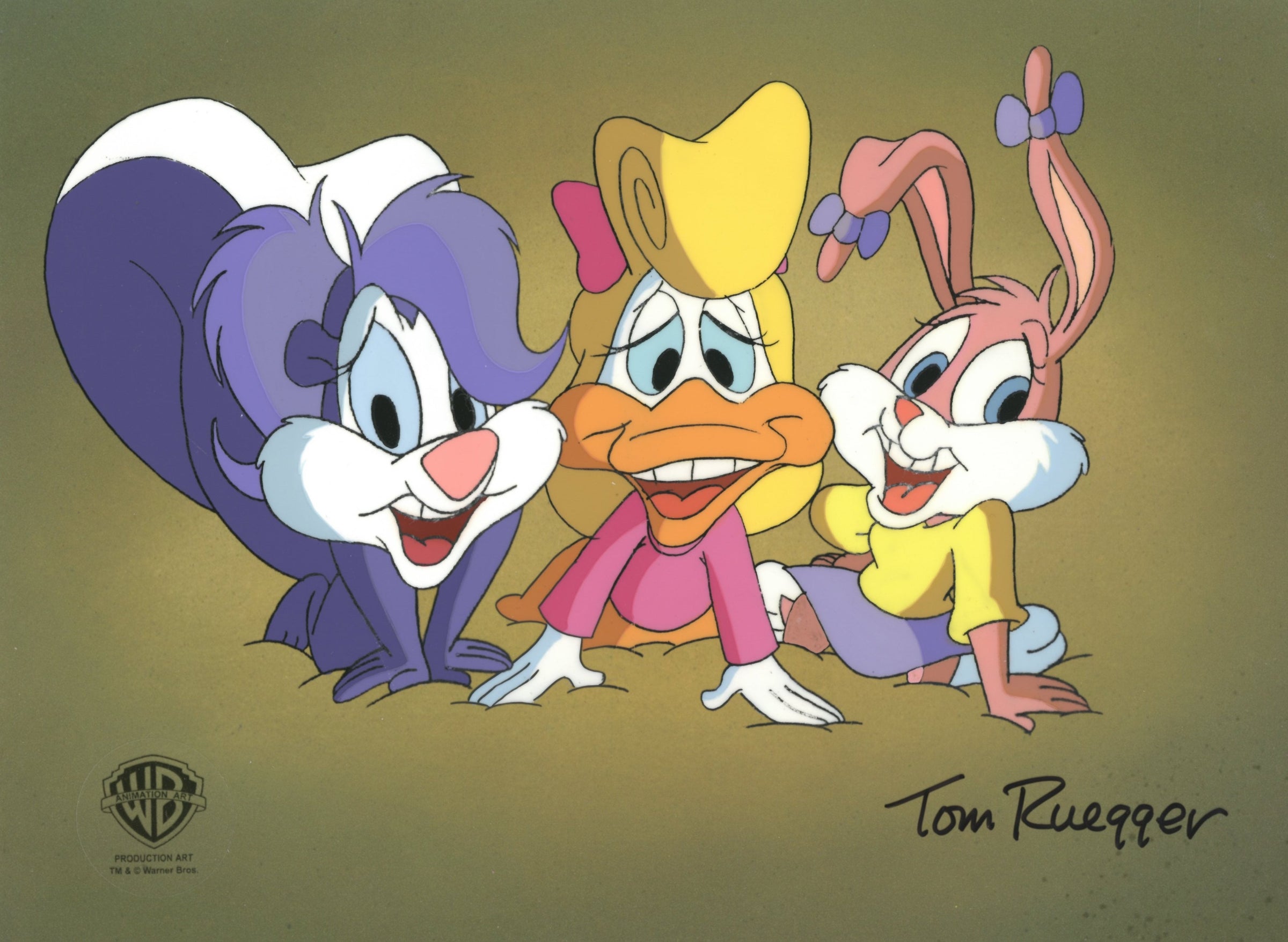 Tom Ruegger Cartoon Tiny Toons Adventures Original Production Cel Signed by Tom Ruegger: F ...