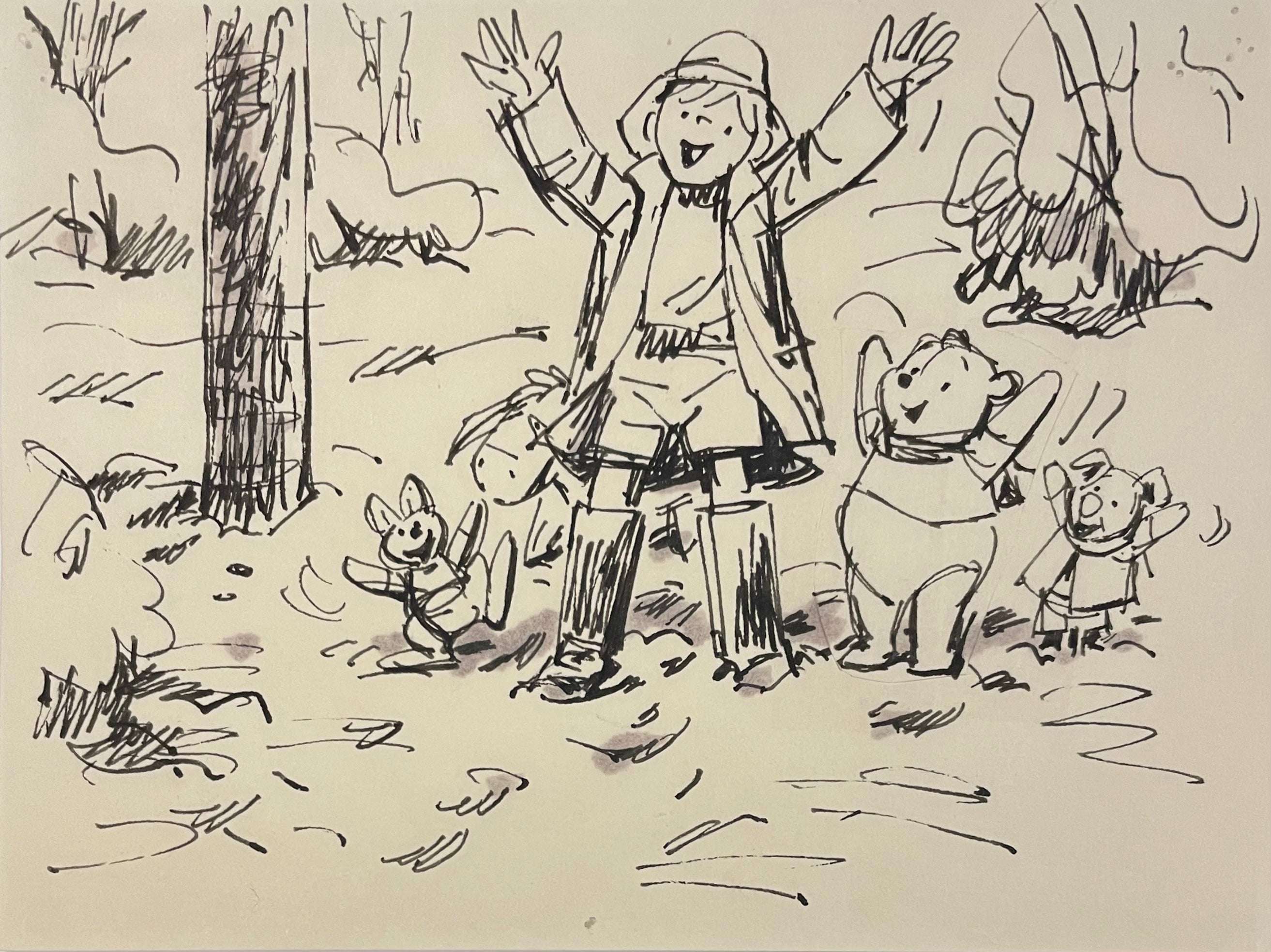 Winnie the Pooh and Tigger Too, Original Storyboard: Piglet, Eeyore,  Christopher Robin, Winnie the Pooh, Piglet, image size:2626x1966