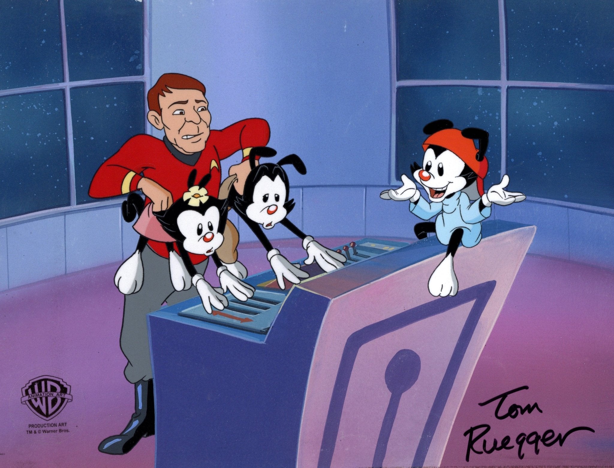 Luke Ruegger Animaniacs Original Production Cel on Original Background Signed By To ...
