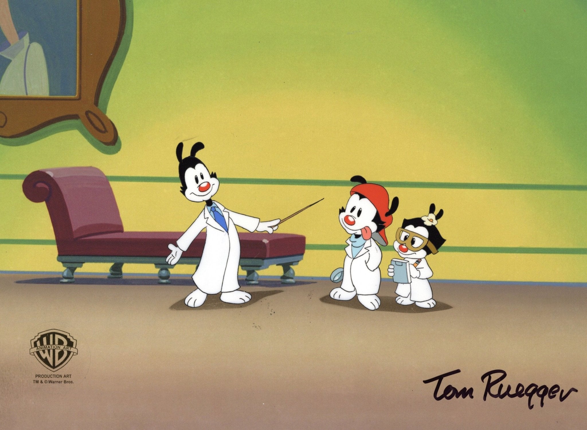 Tom Ruegger Productions Animaniacs Original Production Cel Signed by Tom Ruegger: Wakko, Yakko ...