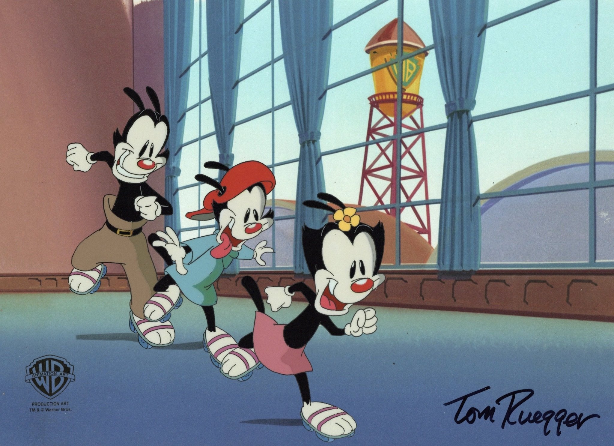 Tom Ruegger Productions Animaniacs Original Production Cel Signed by Tom Ruegger: Wakko, Yakko ...
