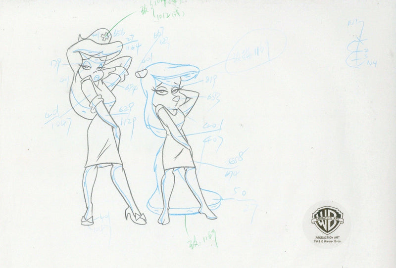Animaniacs Original Production Cel with Matching Drawing: Nurse, Minerva, and Dot - Choice Fine Art