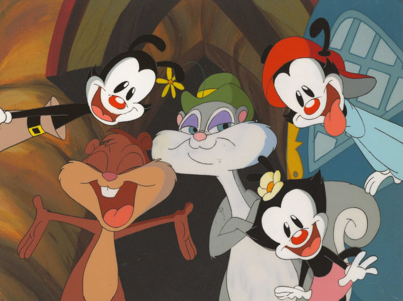 Animaniacs Original Production Cel: Yakko, Wakko, Dot, Skippy and Slappy - Choice Fine Art