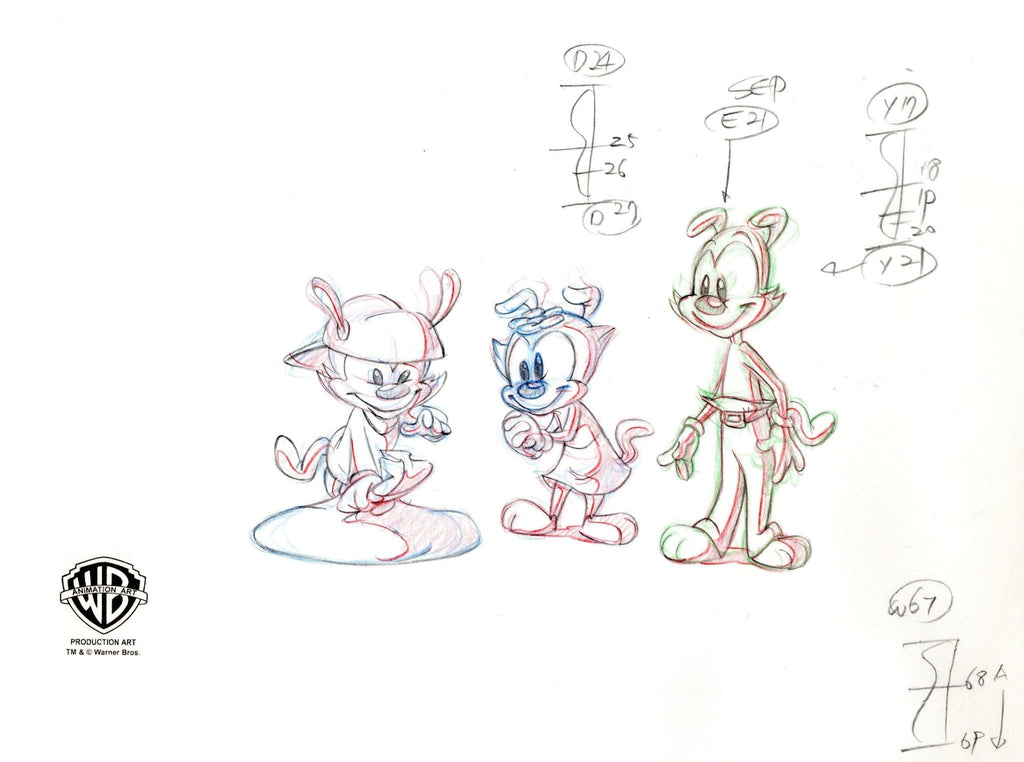 Animaniacs Original Production Drawing: Wakko, Yakko, and Dot - Choice Fine Art