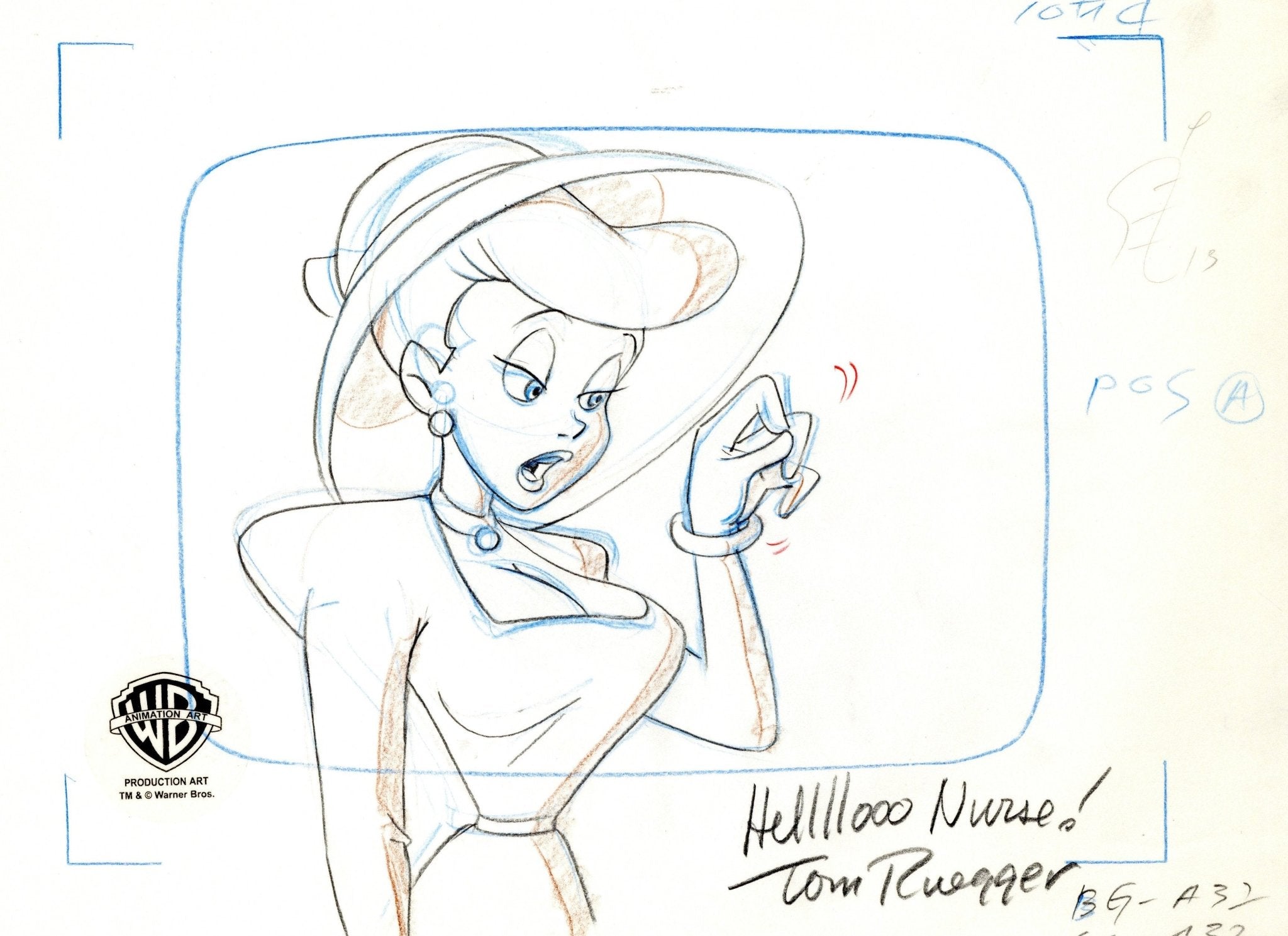 Tom Ruegger Characters Animaniacs Original Production Drawing Signed by Tom Ruegger: Hello Nu ...