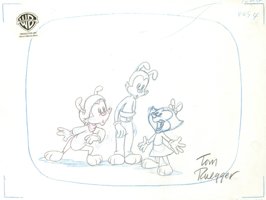 Animaniacs Original Production Layout Drawing Signedd by Tom Ruegger: Wakko, Yakko, Dot - Choice Fine Art