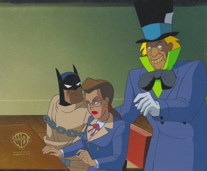 Batman The Animated Series Original Production Cel: Batman, DA Janet Von Dorn, and Mad Hatter - Choice Fine Art