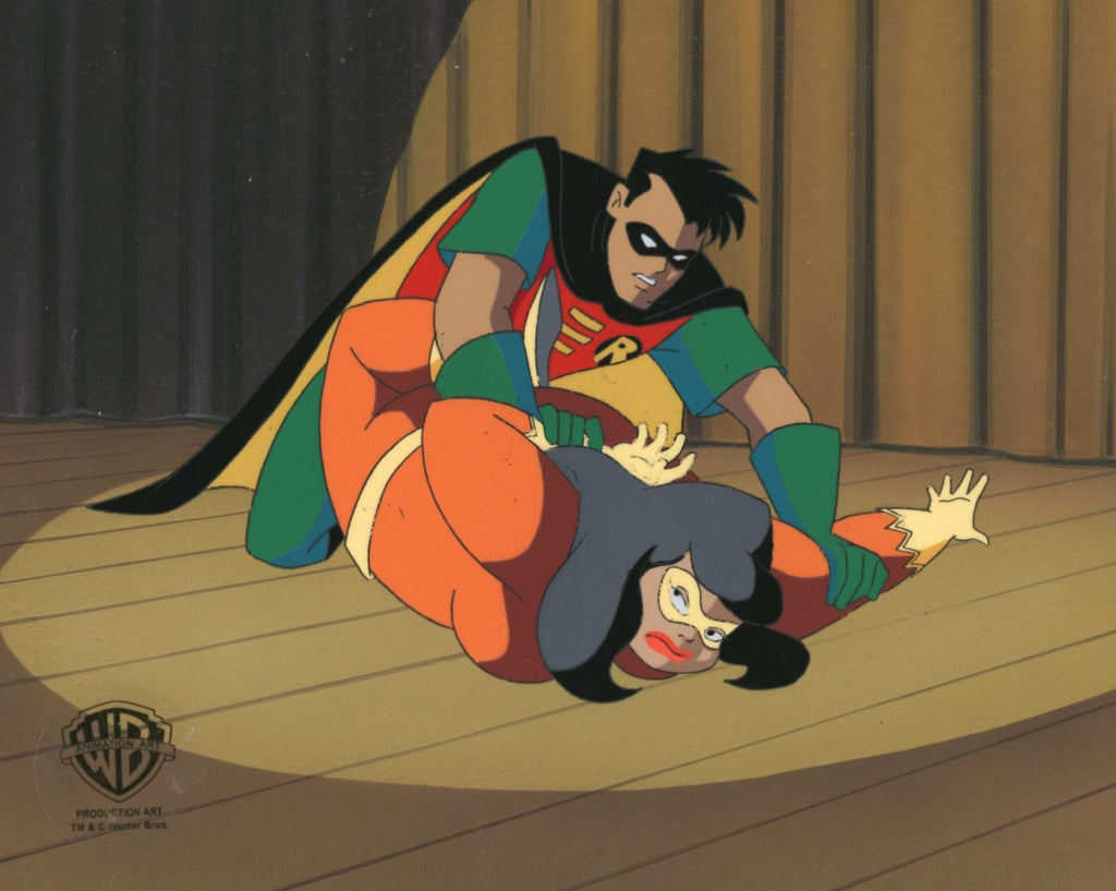 Batman The Animated Series Original Production Cel On Original Background: Robin and Mighty Mom - Choice Fine Art