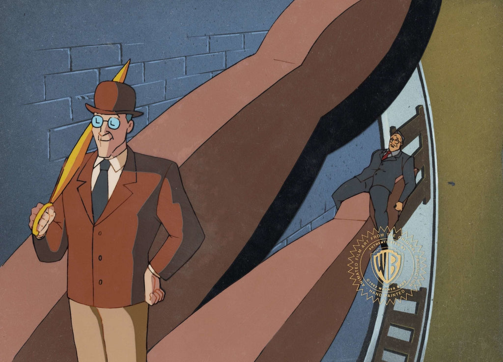 Batman The Animated Series Original Production Cel On Original Background: The Clock King and Mayor Hill - Choice Fine Art