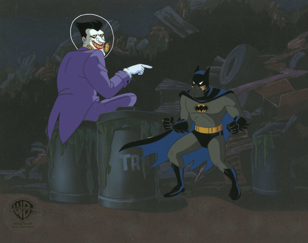 Batman The Animated Series Original Production Cel On Original Background with Matching Drawing: Batman and Joker - Choice Fine Art