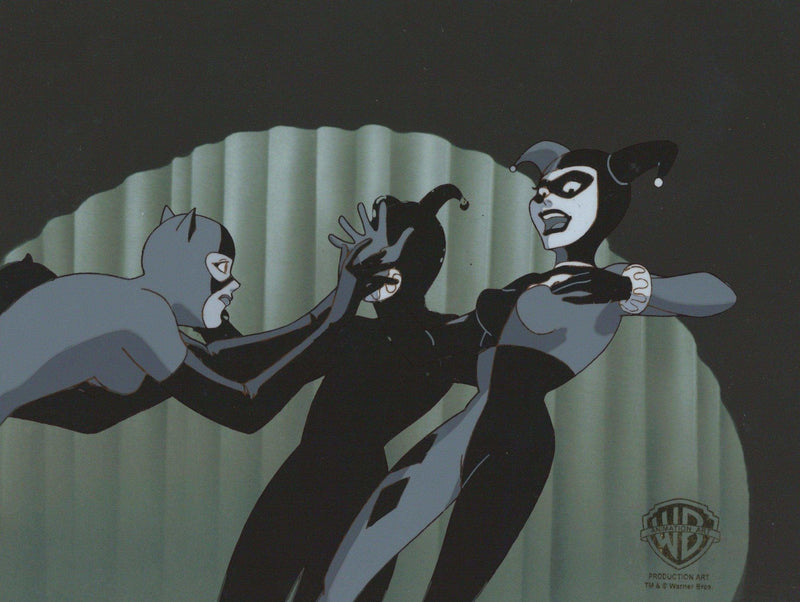 Batman The Animated Series Original Production Cel with Matching Drawing: Catwoman and Harley Quinn - Choice Fine Art