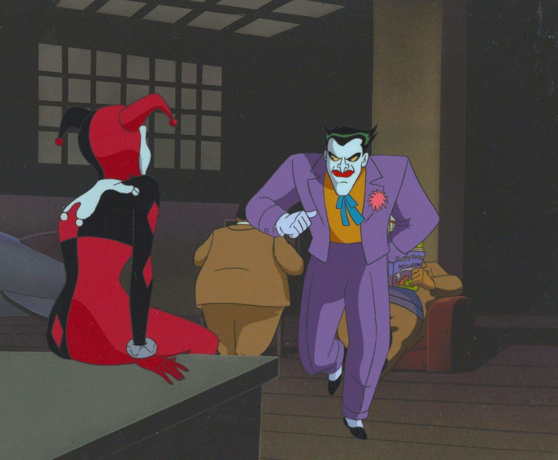 Batman The Animated Series Original Production Cel with Matching Drawing: Joker and Harley Quinn - Choice Fine Art
