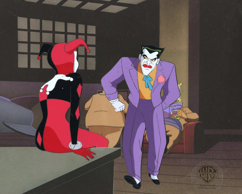 Batman The Animated Series Original Production Cel with Matching Drawing: Joker and Harley Quinn - Choice Fine Art