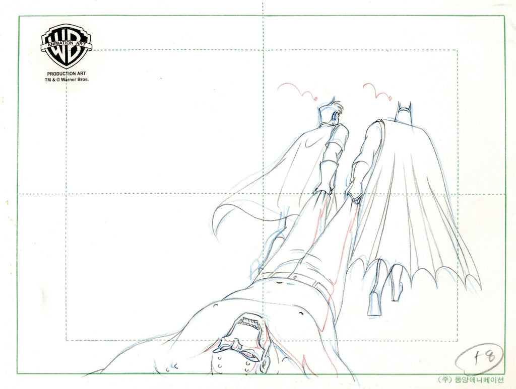 Batman The Animated Series Original Production Drawing: Batman, Robin, Killer Croc - Choice Fine Art