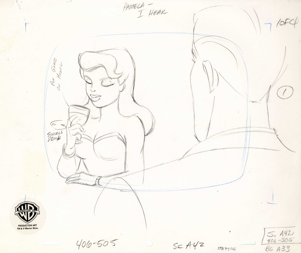 Batman The Animated Series Original Production Drawing: Poison Ivy and Harvey Dent - Choice Fine Art