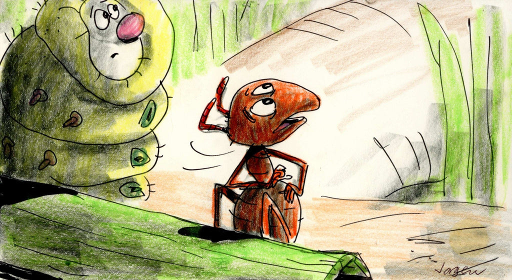 Bug's Life Storyboard Drawing: Flik and Heimlich - Choice Fine Art