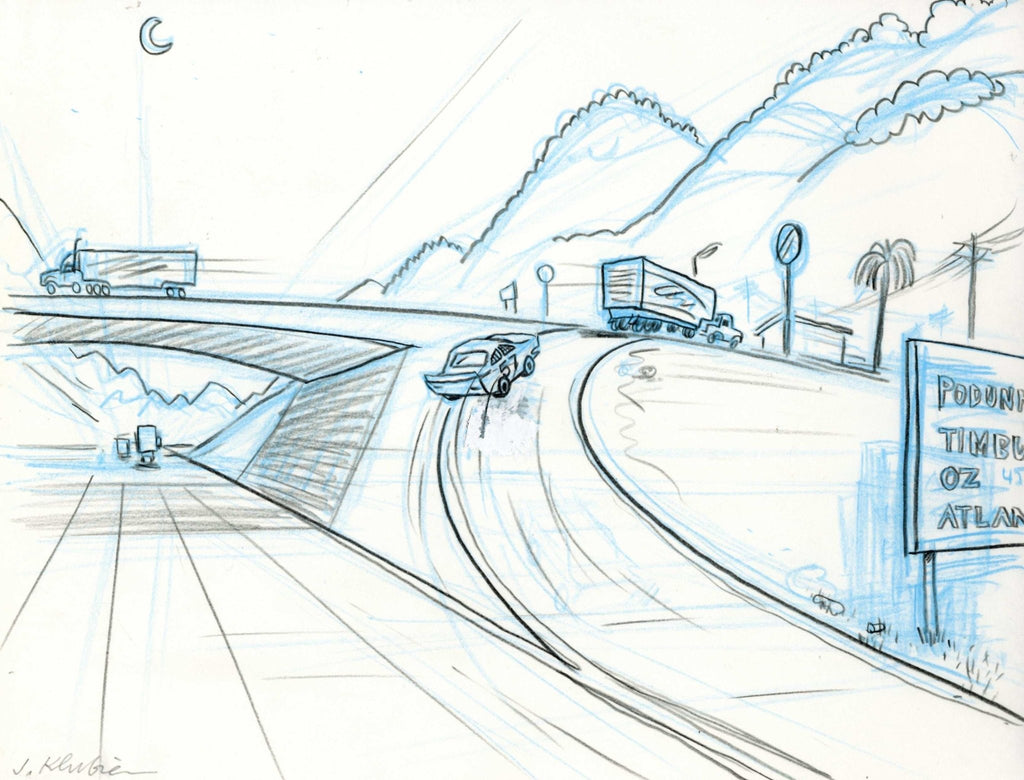 Cars Original Beat Board Drawing: Lightning McQueen - Choice Fine Art