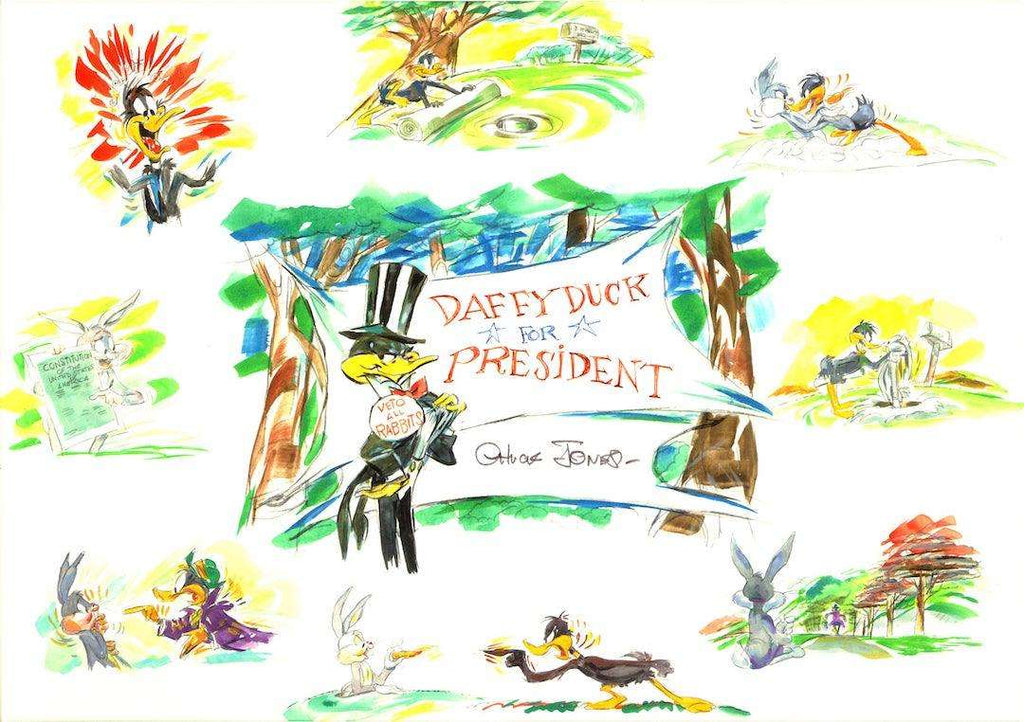 DAFFY DUCK FOR PRESIDENT | Limited Edition Animation Giclees | LOONEY TUNES FINE ART