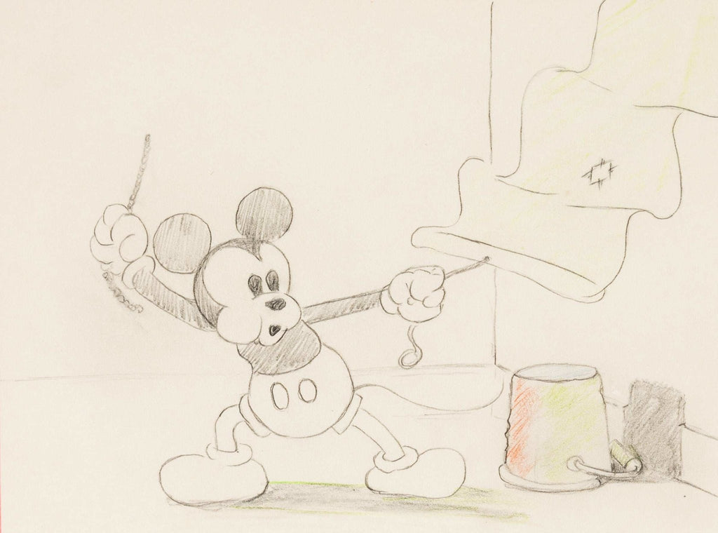 Original Story Sketch From Pinocchio Walt Disney Studios 1939 Of Cat  Getting Stuck In A Fishbowl Originally Auctioned Off In 1990 By Christie's  (See Info On Back In Photos) 8 X 8.5 Framed 15.5 X 16.5