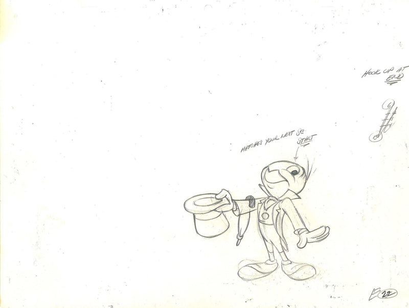 Jiminy Cricket Original Production Cel With Matching Drawing #22 - Choice Fine Art