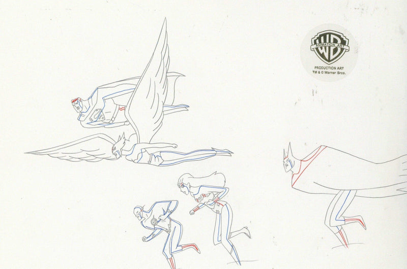 Justice League Original Production Drawing: Batman, The Flash, Wonder Woman, Hawkgirl, and Superman - Choice Fine Art