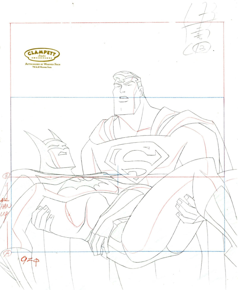 Justice League Unlimited Original Production Drawing: Superman and Batman - Choice Fine Art