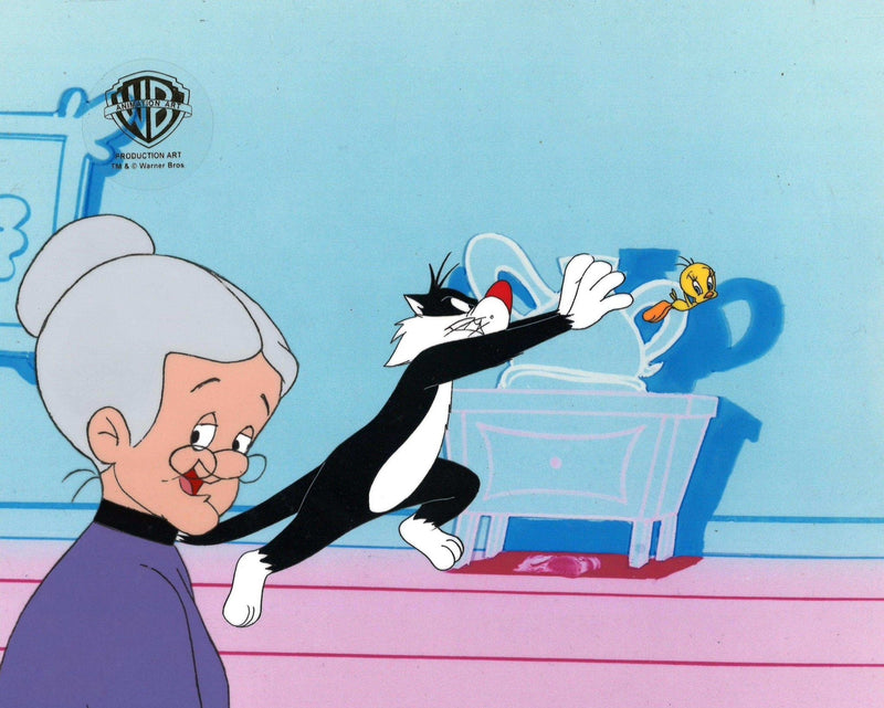 Looney Tunes Original Production Cel: Granny, Sylvester, and Tweety Bird - Choice Fine Art