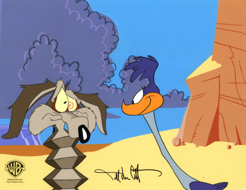 Looney Tunes Original Production Cel with Matching Drawing Signed By Darrell Van Citters: Wile E. Coyote and Roadrunner - Choice Fine Art