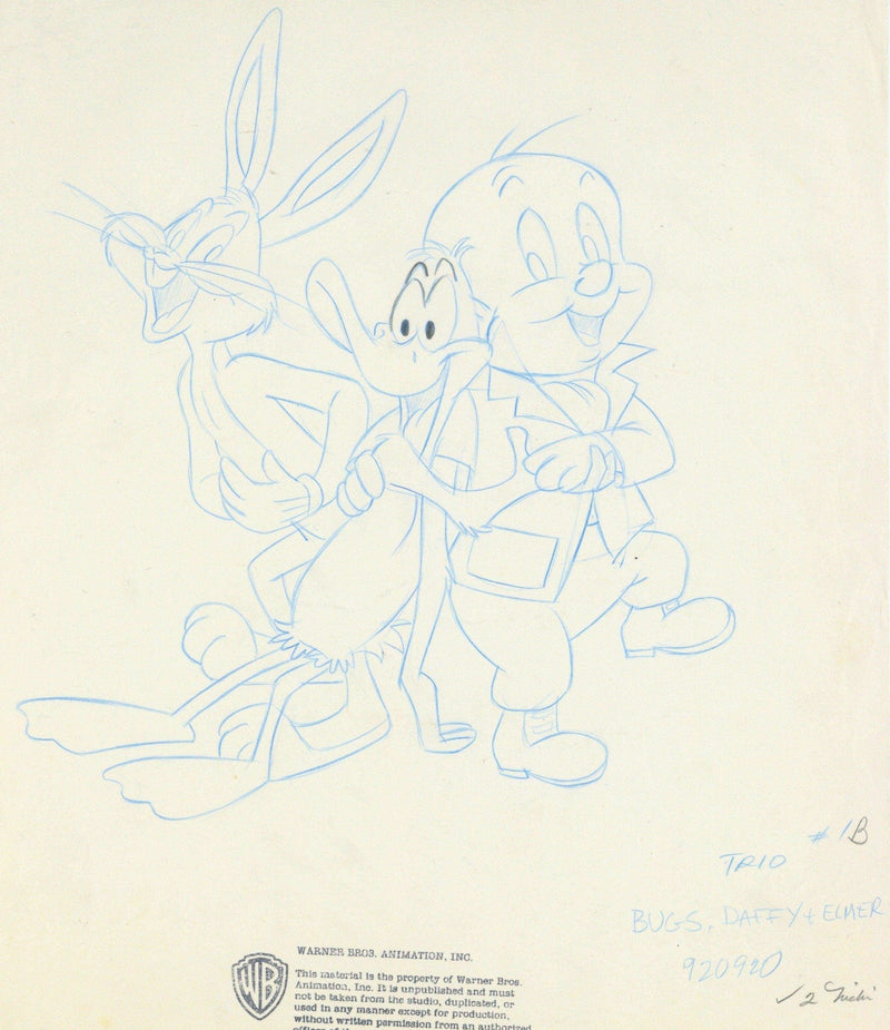 Looney Tunes Original Production Drawing: Bugs Bunny, Daffy Duck, and Elmer Fudd - Choice Fine Art