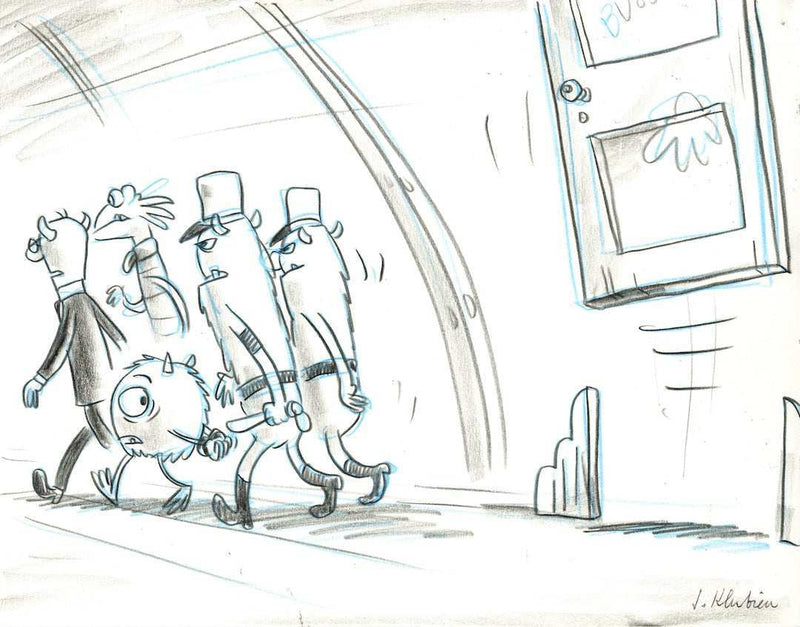 Monsters Inc., Original Storyboard, Mike Wazowski and Monster guards - Choice Fine Art