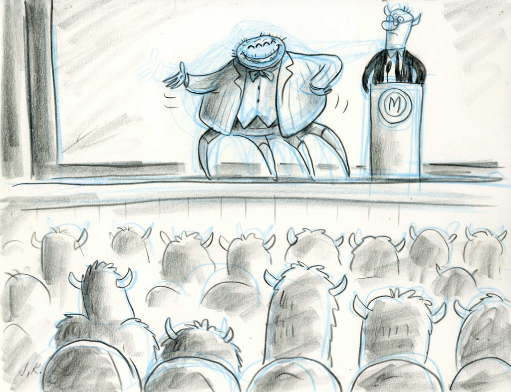 Monster's Inc Storyboard Drawing: Sully and Mike in Audience - Choice Fine Art