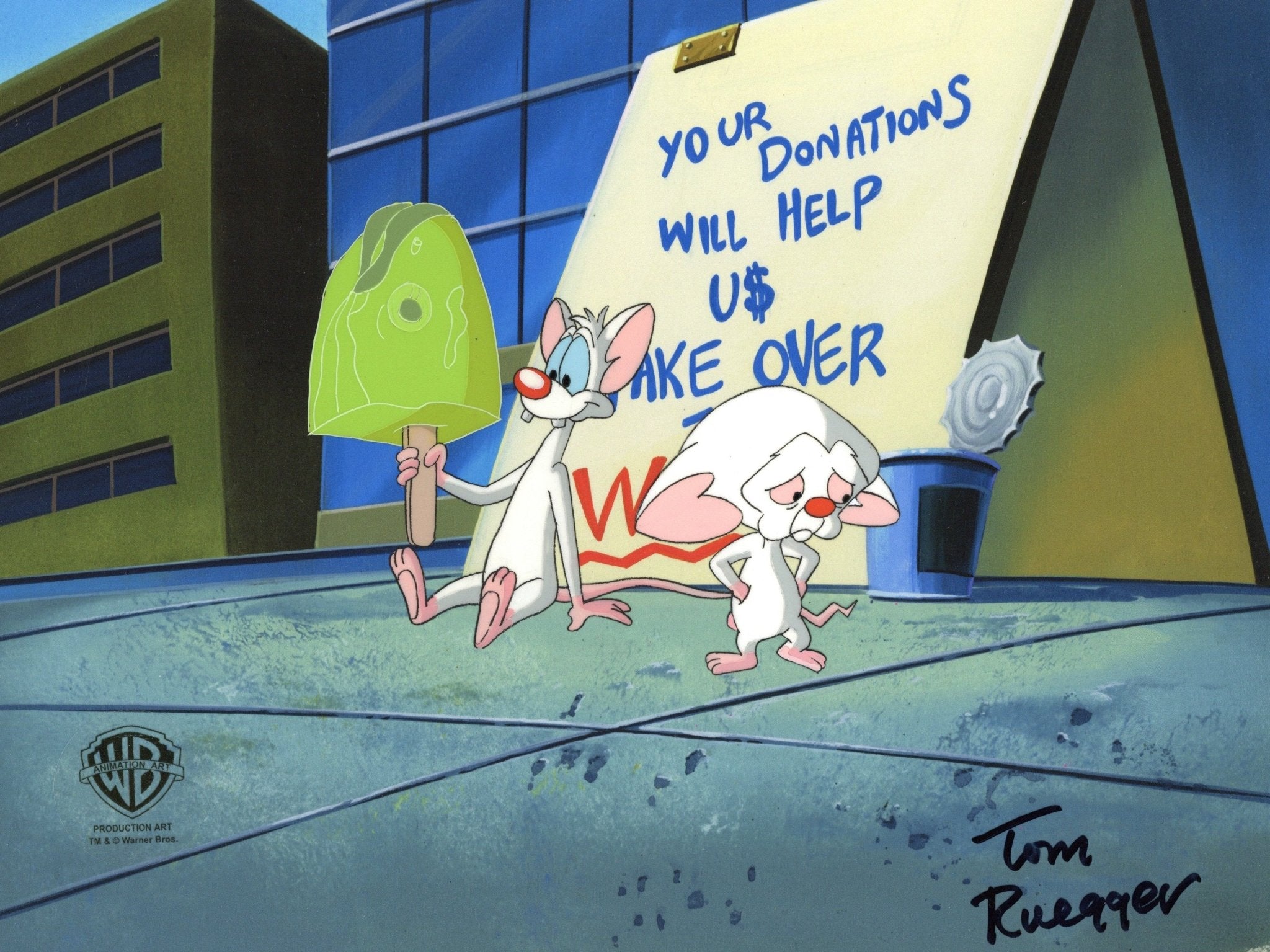 Tom Ruegger Productions Pinky And The Brain Original Production Cel Signed by Tom Ruegger: Pin ...