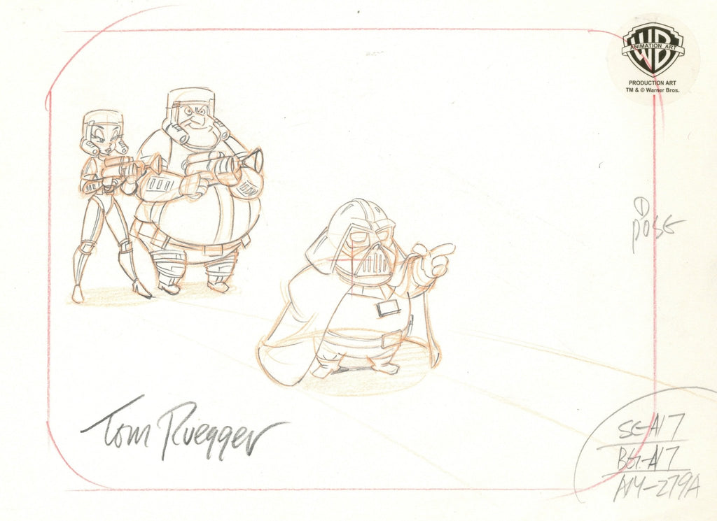 Pinky and the Brain Original Production Layout Drawing Signed by Tom Ruegger: Plotz, Hello Nurse, and Ralph - Choice Fine Art
