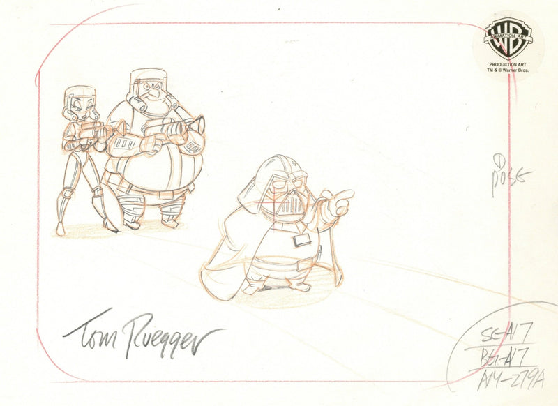 Tom Ruegger Productions Star Warners Original Production Drawing Signed by Tom Ruegger: Girth ...