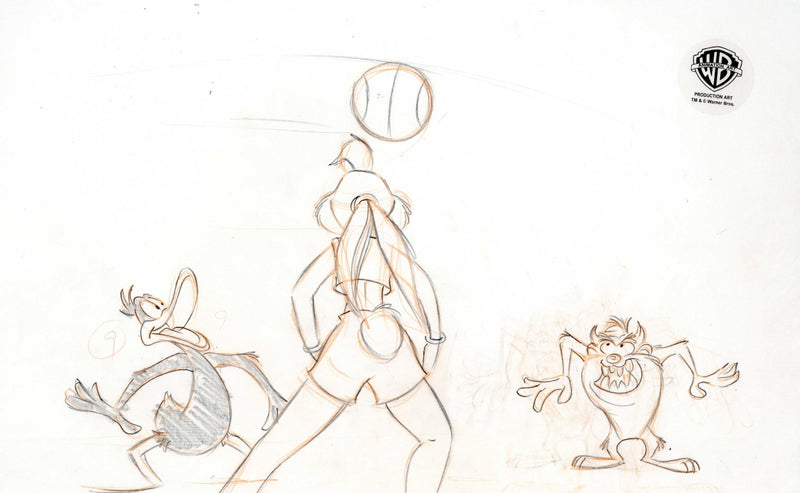 Space Jam Original Production Drawing: Lola, Daffy, and Taz - Choice Fine Art