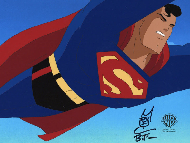 Superman the Animated Series Bruce Timm signed Original Production Cel with Matching Drawing: Superman - Choice Fine Art