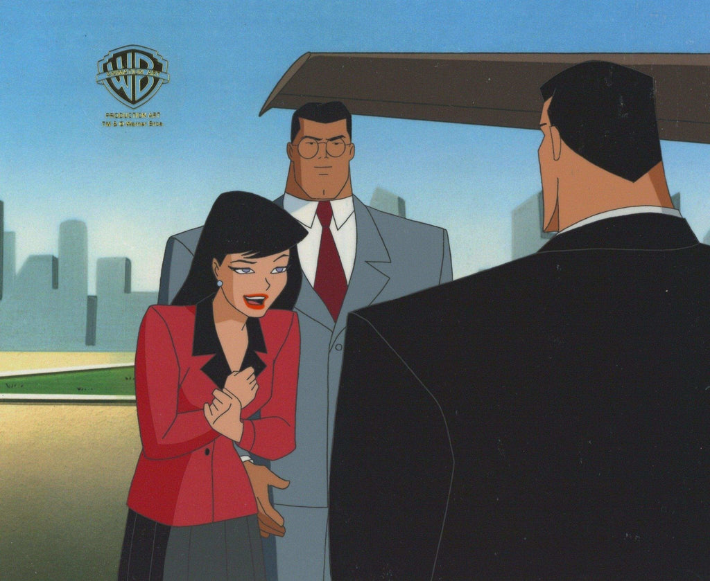 Superman the Animated Series Original Production Cel: Lois Lane, Clark Kent, and Bruce Wayne - Choice Fine Art