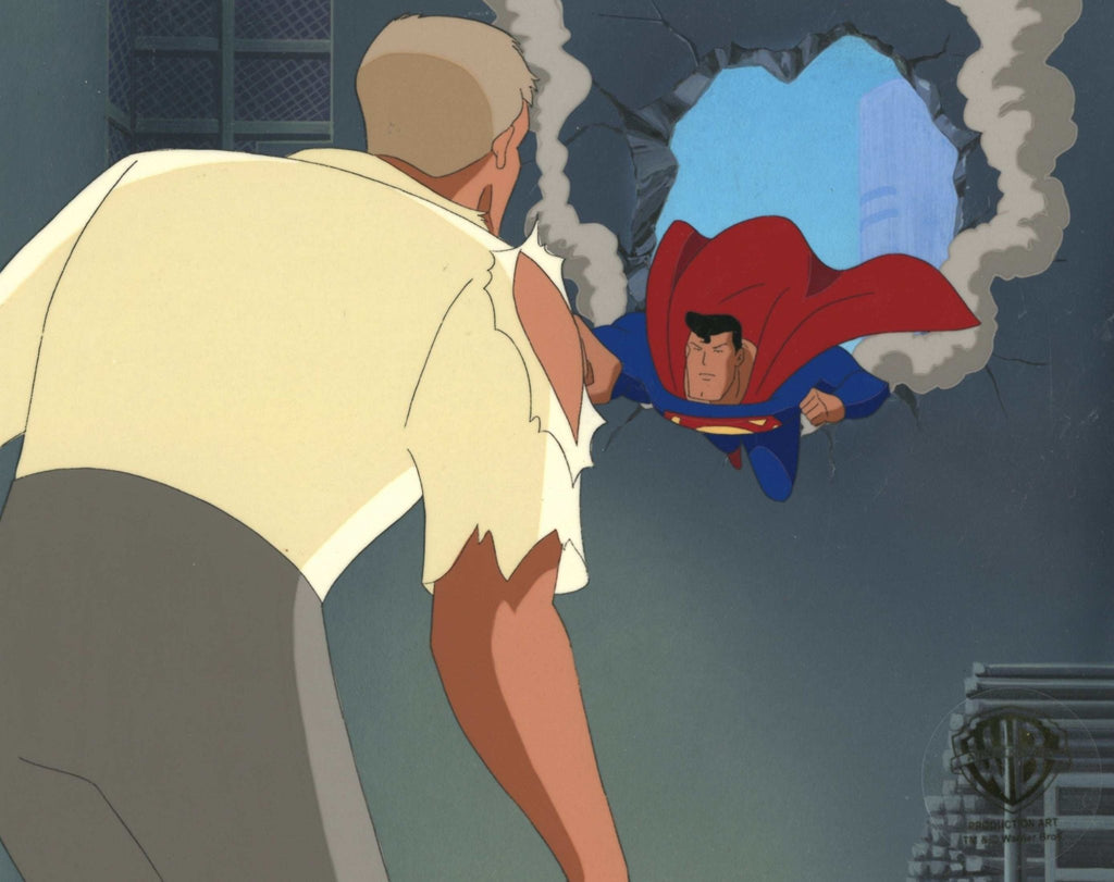 Superman the Animated Series Original Production Cel on Original Background: Superman and Metallo - Choice Fine Art