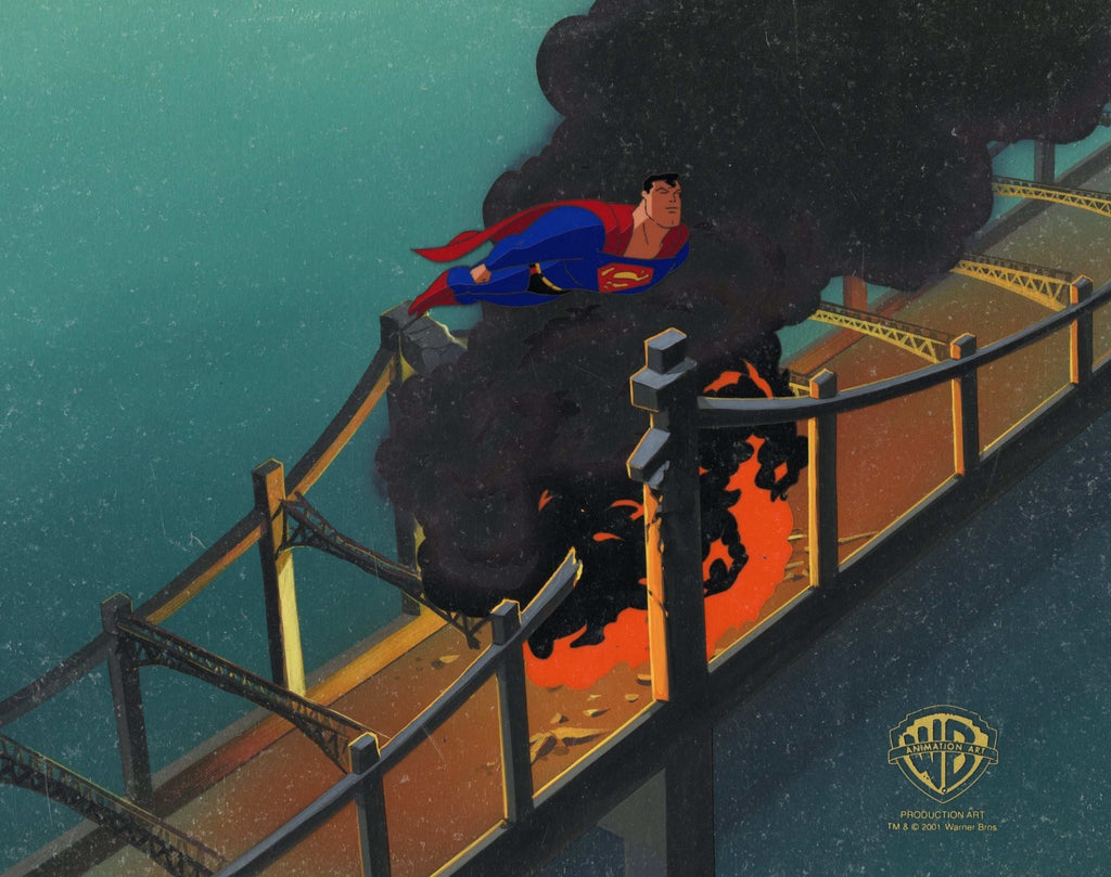 Superman the Animated Series Original Production Cel On Original Hand-Painted Production Background: Superman - Choice Fine Art