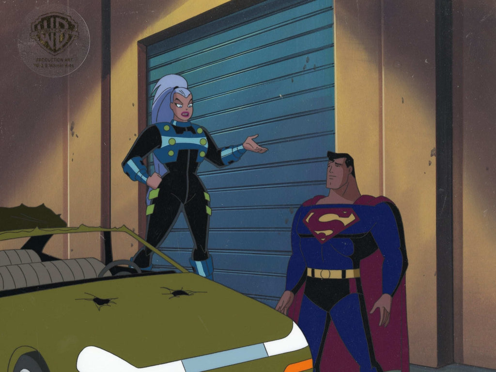 Superman the Animated Series Original Production Cel On Original Hand-Painted Production Background: Superman and Mala - Choice Fine Art