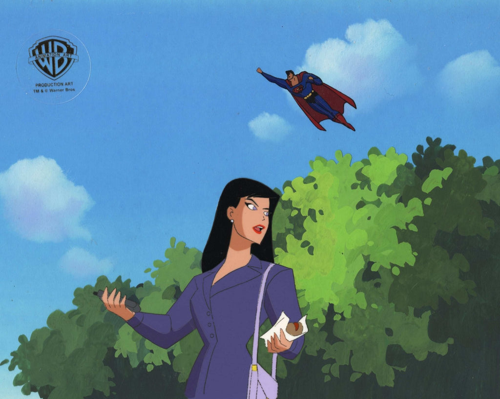 Superman: The Animated Series Original Production Cel on Original Hand-Painted Production Background: Superman, Lois Lane - Choice Fine Art