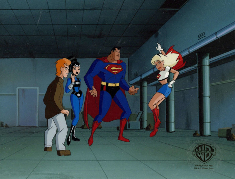 Superman the Animated Series Original Production Cel: Superman, Supergirl, Lashina, Jimmy Olsen - Choice Fine Art